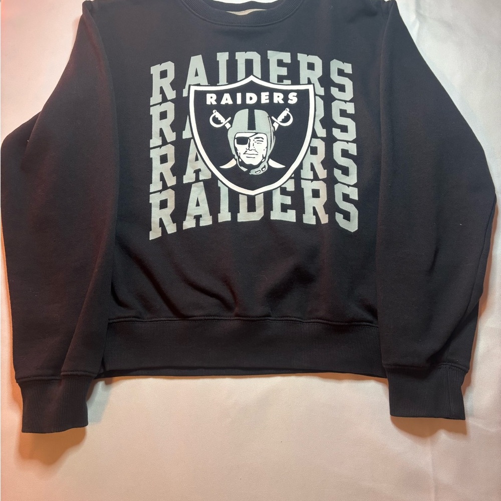 NFL Raiders Black and White Crewneck